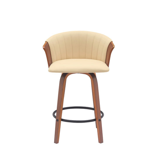 Armen Living - Diana 26in Swivel Walnut Wood Counter Stool in Cream Faux Leather - LCDIBAWACR26 veiw 2