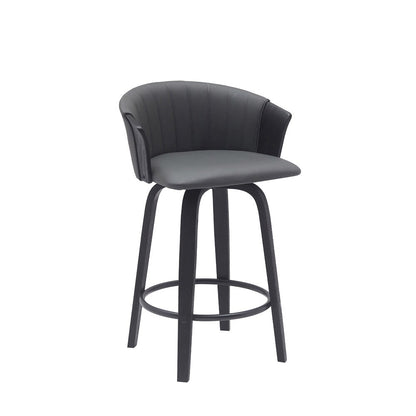 Armen Living - Diana 26in Swivel Black Wood Counter Stool in Gray Faux Leather - LCDIBABLKGRY26 veiw 1