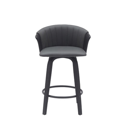 Armen Living - Diana 26in Swivel Black Wood Counter Stool in Gray Faux Leather - LCDIBABLKGRY26 veiw 2