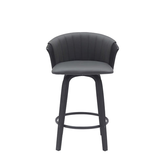 Armen Living - Diana 26in Swivel Black Wood Counter Stool in Gray Faux Leather - LCDIBABLKGRY26 veiw 2