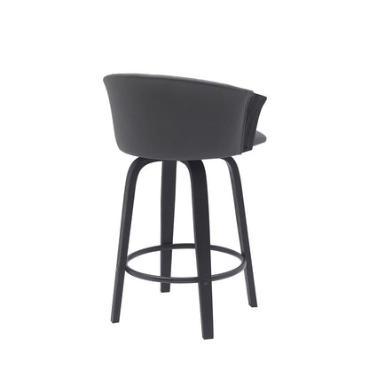 Armen Living - Diana 26in Swivel Black Wood Counter Stool in Gray Faux Leather - LCDIBABLKGRY26 veiw 3