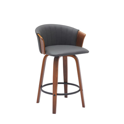 Armen Living - Diana 26in Swivel Walnut Wood Counter Stool in Gray Faux Leather - LCDIBAWAGRY26 veiw 1