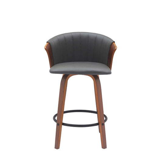 Armen Living - Diana 26in Swivel Walnut Wood Counter Stool in Gray Faux Leather - LCDIBAWAGRY26 veiw 2