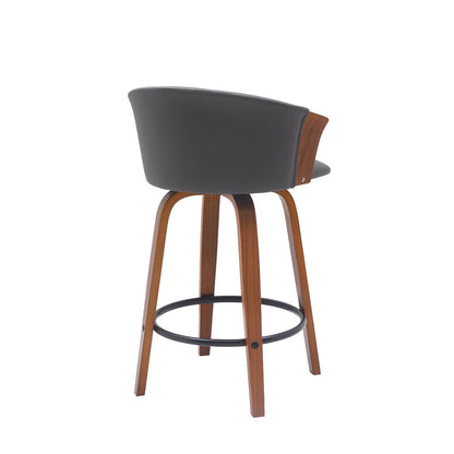 Armen Living - Diana 26in Swivel Walnut Wood Counter Stool in Gray Faux Leather - LCDIBAWAGRY26 veiw 3