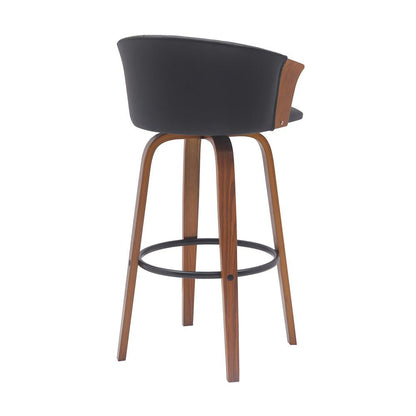 Armen Living - Diana 30in Swivel Walnut Wood Bar Stool in Black Faux Leather - LCDIBAWABLK30 veiw 3
