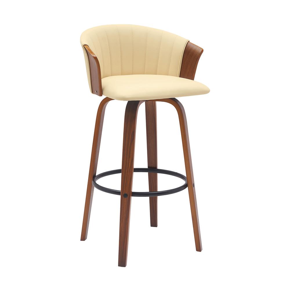 Armen Living - Diana 30in Swivel Walnut Wood Bar Stool in Cream Faux Leather - LCDIBAWACR30 veiw 1