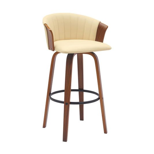 Armen Living - Diana 30in Swivel Walnut Wood Bar Stool in Cream Faux Leather - LCDIBAWACR30 veiw 1