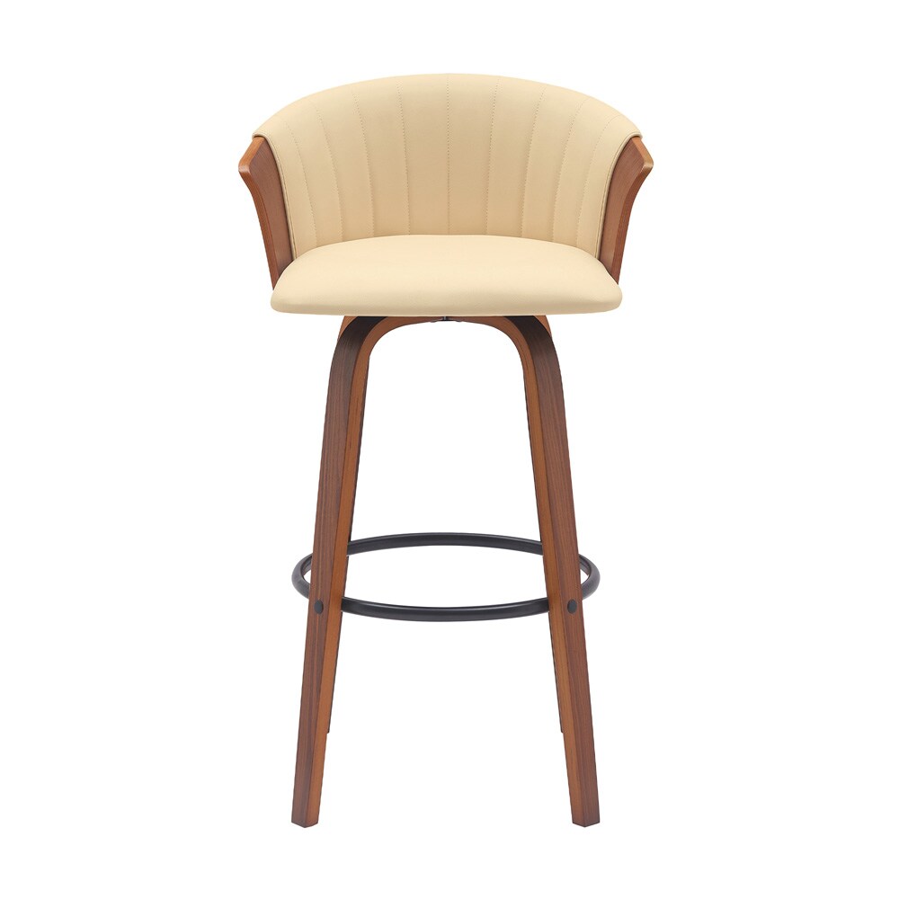 Armen Living - Diana 30in Swivel Walnut Wood Bar Stool in Cream Faux Leather - LCDIBAWACR30 veiw 2