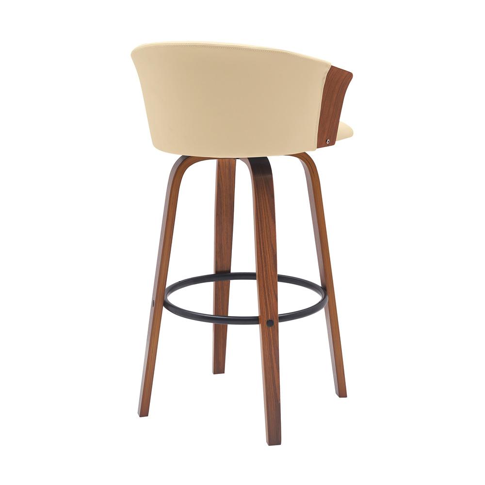 Armen Living - Diana 30in Swivel Walnut Wood Bar Stool in Cream Faux Leather - LCDIBAWACR30 veiw 3