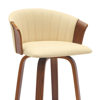 Armen Living - Diana 30in Swivel Walnut Wood Bar Stool in Cream Faux Leather - LCDIBAWACR30 veiw 4