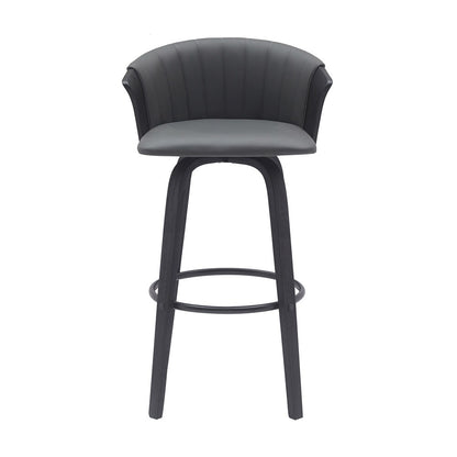 Armen Living - Diana 30in Swivel Black Wood Bar Stool in Gray Faux Leather - LCDIBABLKGRY30 veiw 2
