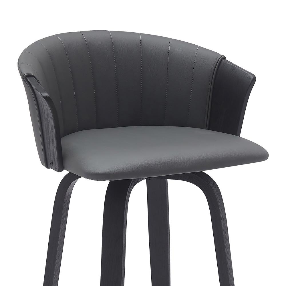 Armen Living - Diana 30in Swivel Black Wood Bar Stool in Gray Faux Leather - LCDIBABLKGRY30 veiw 4