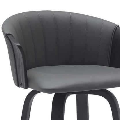 Armen Living - Diana 30in Swivel Black Wood Bar Stool in Gray Faux Leather - LCDIBABLKGRY30 veiw 5
