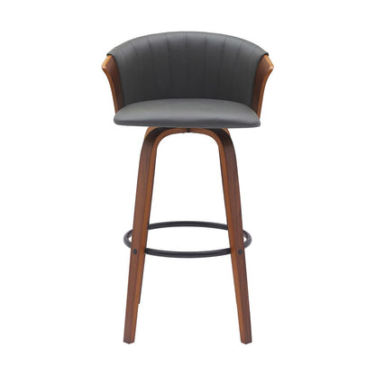 Armen Living - Diana 30in Swivel Walnut Wood Bar Stool in Gray Faux Leather - LCDIBAWAGRY30 veiw 2