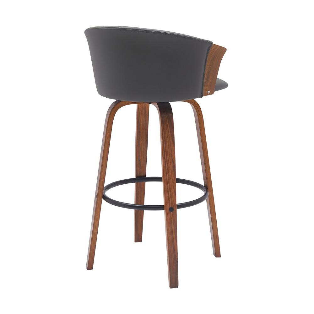 Armen Living - Diana 30in Swivel Walnut Wood Bar Stool in Gray Faux Leather - LCDIBAWAGRY30 veiw 3