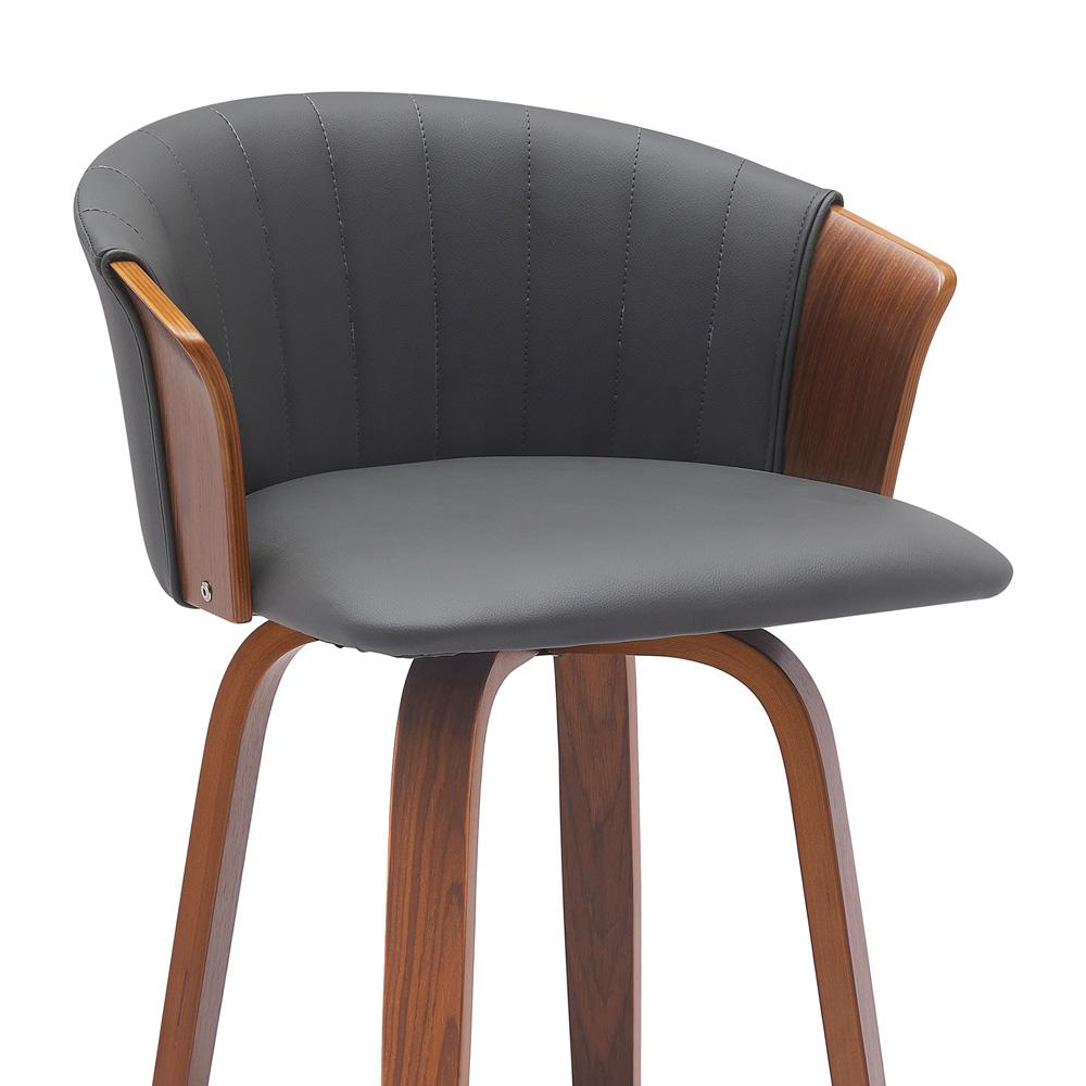 Armen Living - Diana 30in Swivel Walnut Wood Bar Stool in Gray Faux Leather - LCDIBAWAGRY30 veiw 4