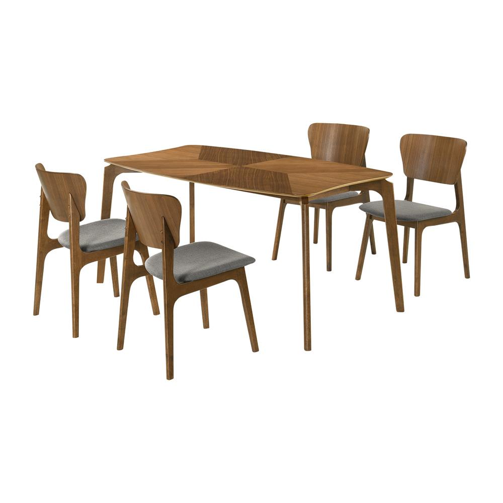 Armen Living - Kalia 5 Piece Wood Dining Set in Walnut Finish with Charcoal Fabric - SETKAWA5CH veiw 1
