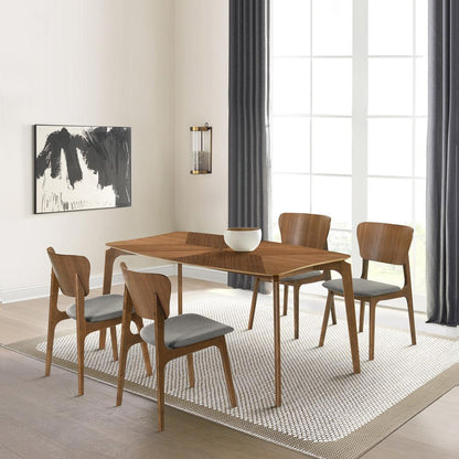 Armen Living - Kalia 5 Piece Wood Dining Set in Walnut Finish with Charcoal Fabric - SETKAWA5CH veiw 7