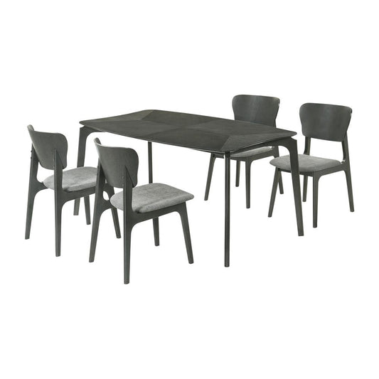 Armen Living - Kalia 5 Piece Wood Dining Set in Gray Finish with Gray Fabric - SETKAGRY5 veiw 1