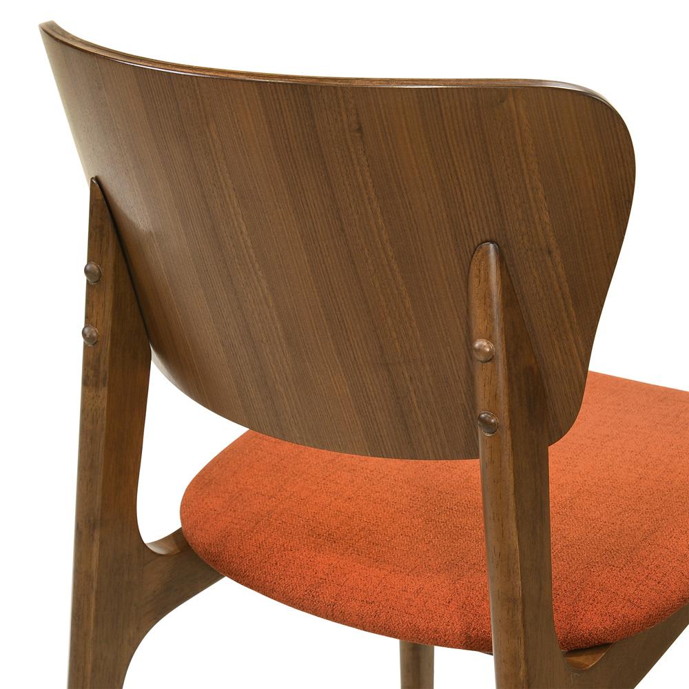 Armen Living - Kalia 5 Piece Wood Dining Set in Walnut Finish with Orange Fabric - SETKAWA5OR veiw 5