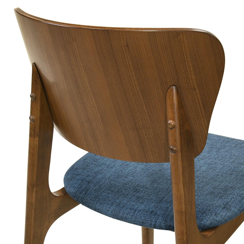Armen Living - Kalia 7 Piece Wood Dining Set in Walnut Finish with Blue Fabric - SETKAWA7BLU veiw 5