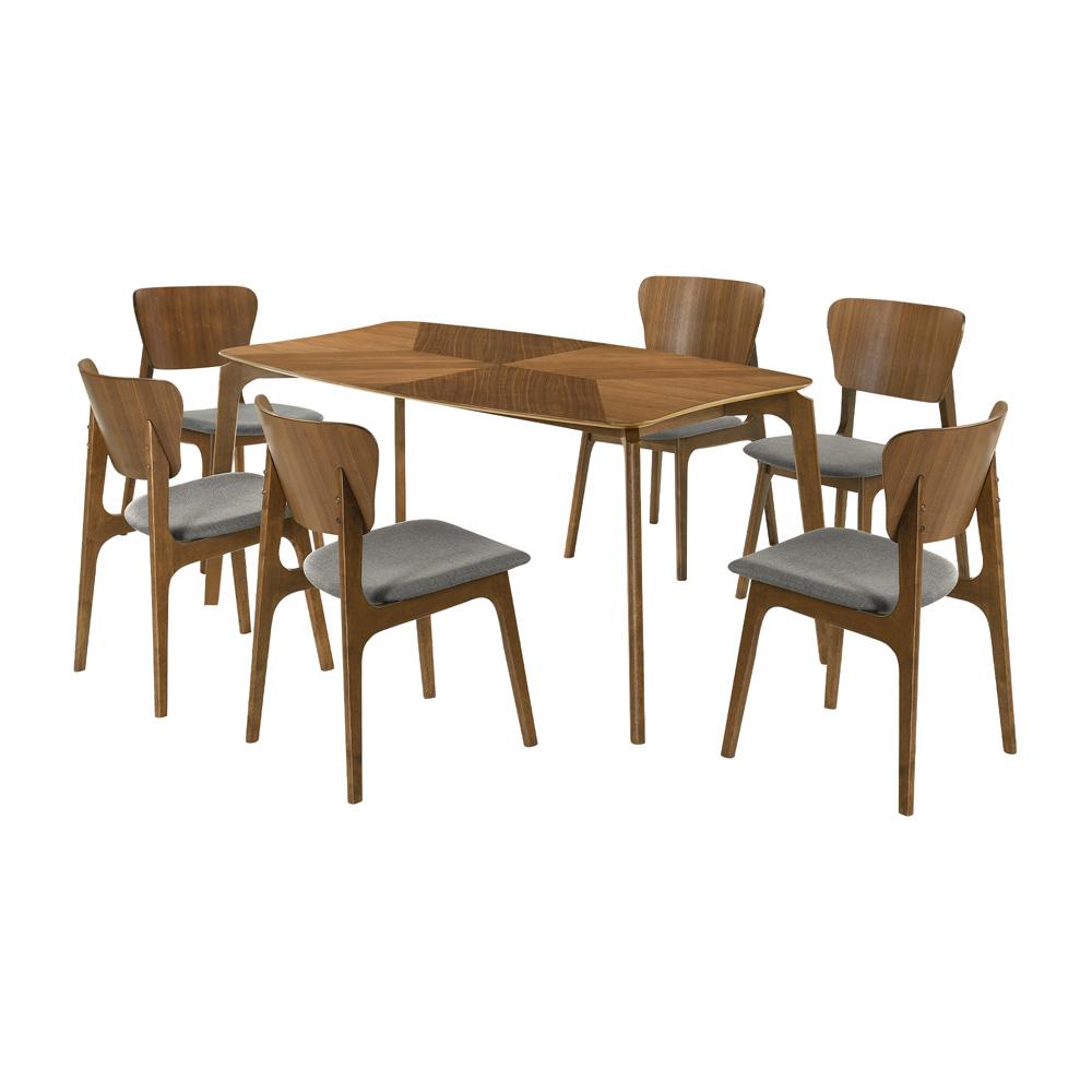 Armen Living - Kalia 7 Piece Wood Dining Set in Walnut Finish with Charcoal Fabric - SETKAWA7CH veiw 1
