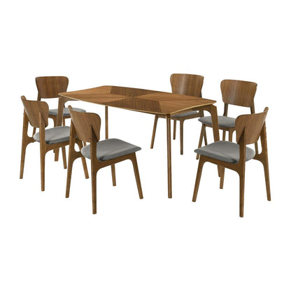 Armen Living - Kalia 7 Piece Wood Dining Set in Walnut Finish with Charcoal Fabric - SETKAWA7CH veiw 1