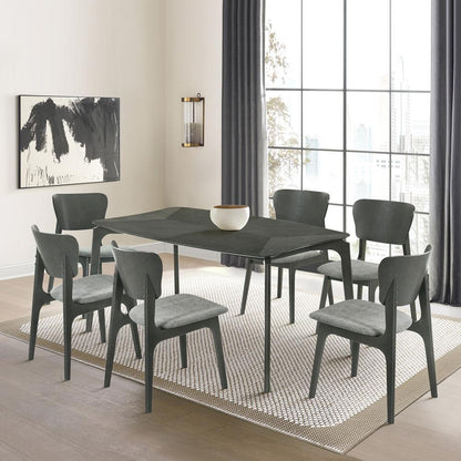 Armen Living - Kalia 7 Piece Wood Dining Set in Gray Finish with Gray Fabric - SETKAGRY7 veiw 7