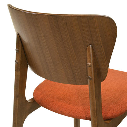 Armen Living - Kalia 7 Piece Wood Dining Set in Walnut Finish with Orange Fabric - SETKAWA7OR veiw 5