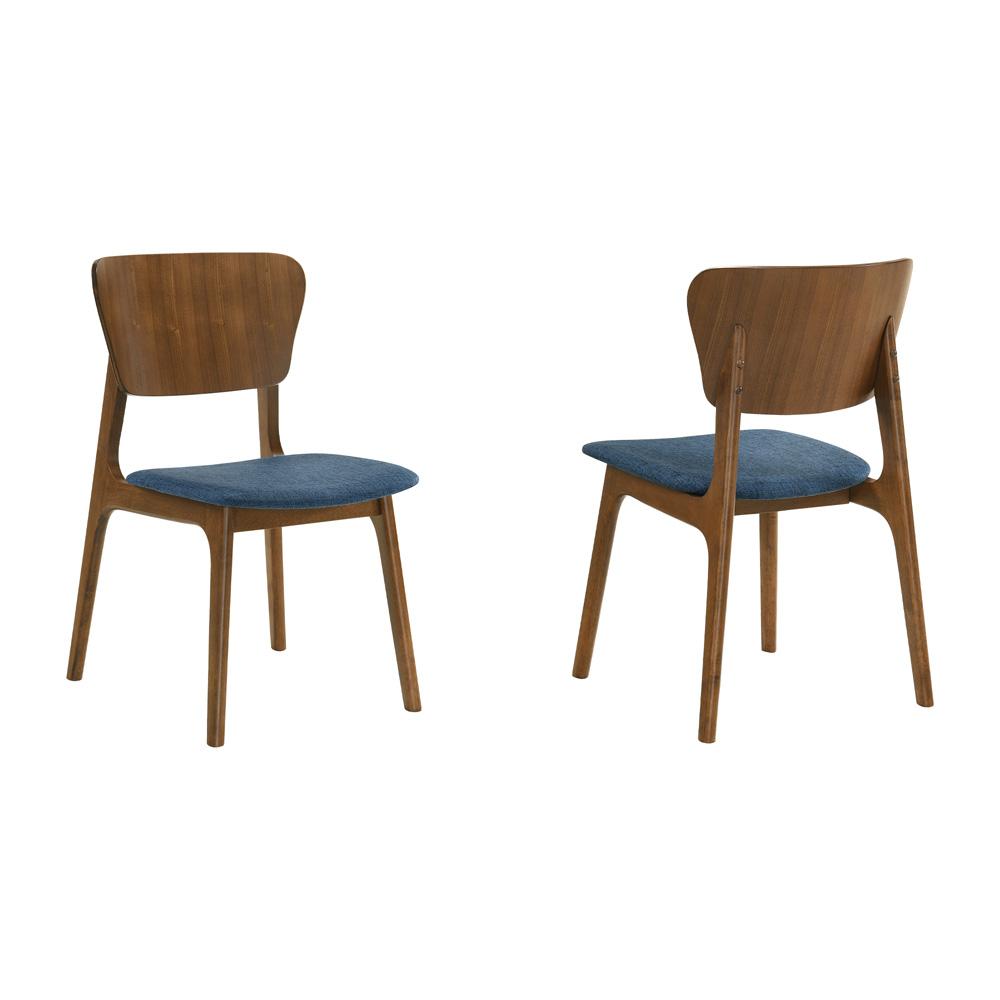 Armen Living - Kalia Wood Dining Chair in Walnut Finish with Blue Fabric - (Set of 2) - LCKACHWABLU veiw 1