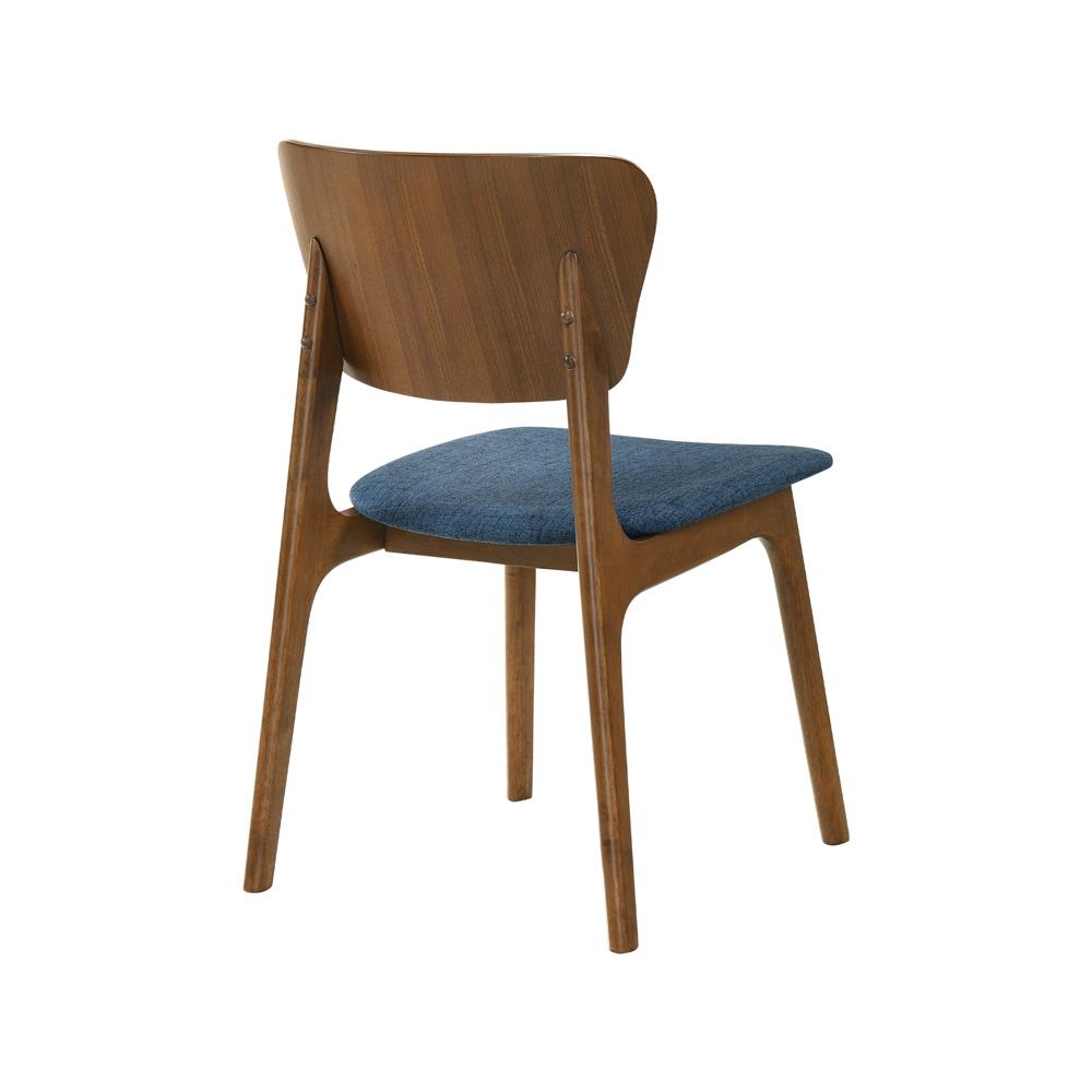 Armen Living - Kalia Wood Dining Chair in Walnut Finish with Blue Fabric - (Set of 2) - LCKACHWABLU veiw 4