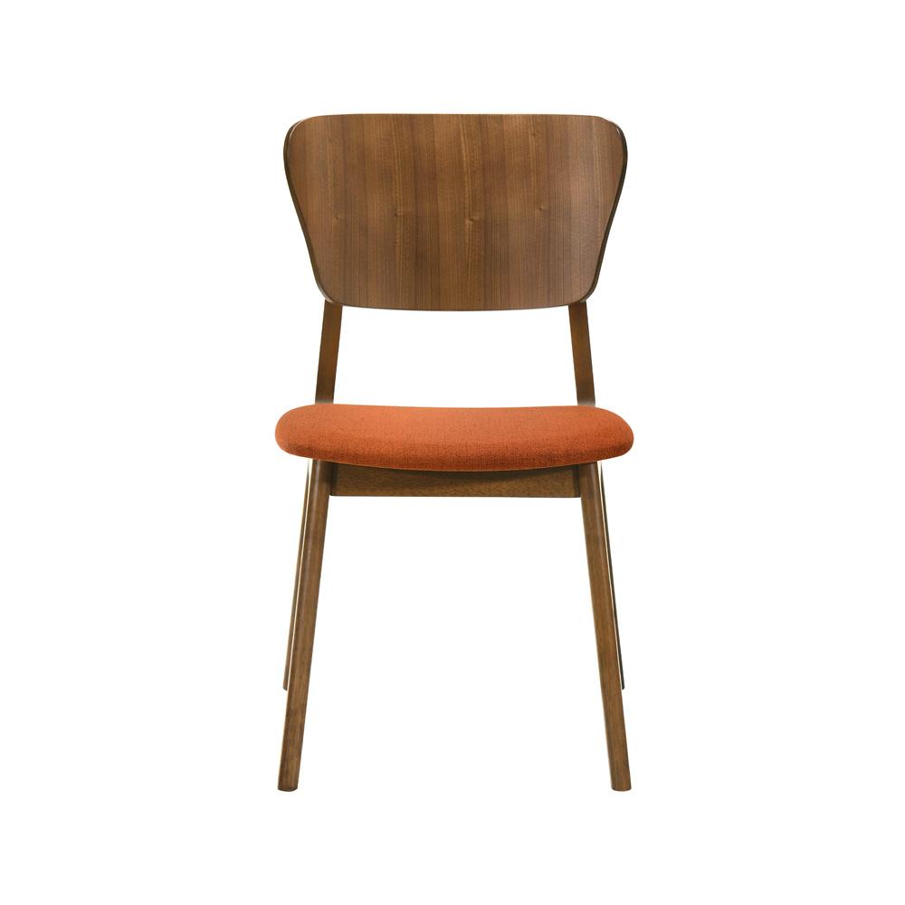 Armen Living - Kalia Wood Dining Chair in Walnut Finish with Orange Fabric - (Set of 2) - LCKACHWAOR veiw 3
