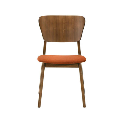 Armen Living - Kalia Wood Dining Chair in Walnut Finish with Orange Fabric - (Set of 2) - LCKACHWAOR veiw 3