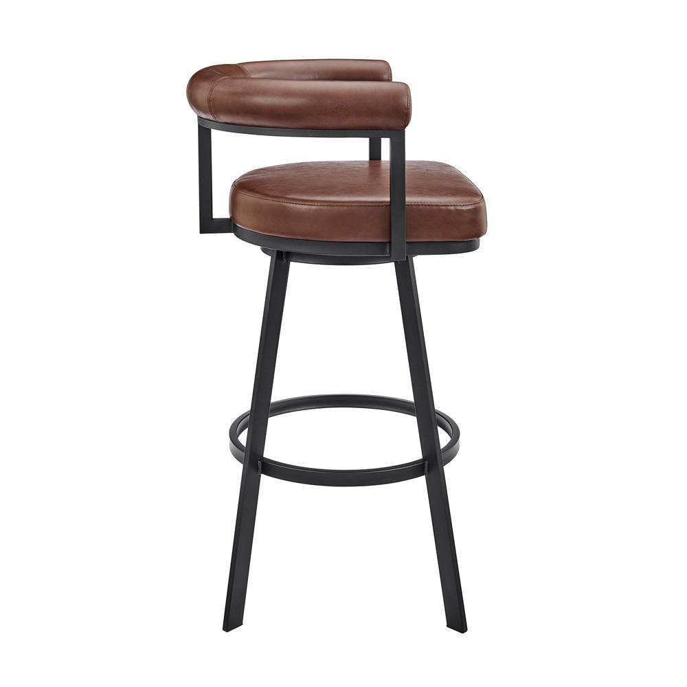 Armen Living - Magnolia 26in Swivel Counter Stool in Black Metal with Brown Faux Leather - LCMGBABLKVCO26 veiw 3