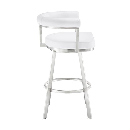 Armen Living - Magnolia 26in Swivel Counter Stool in Brushed Stainless Steel with White Faux Leather - LCMGBABSWHI26 veiw 3