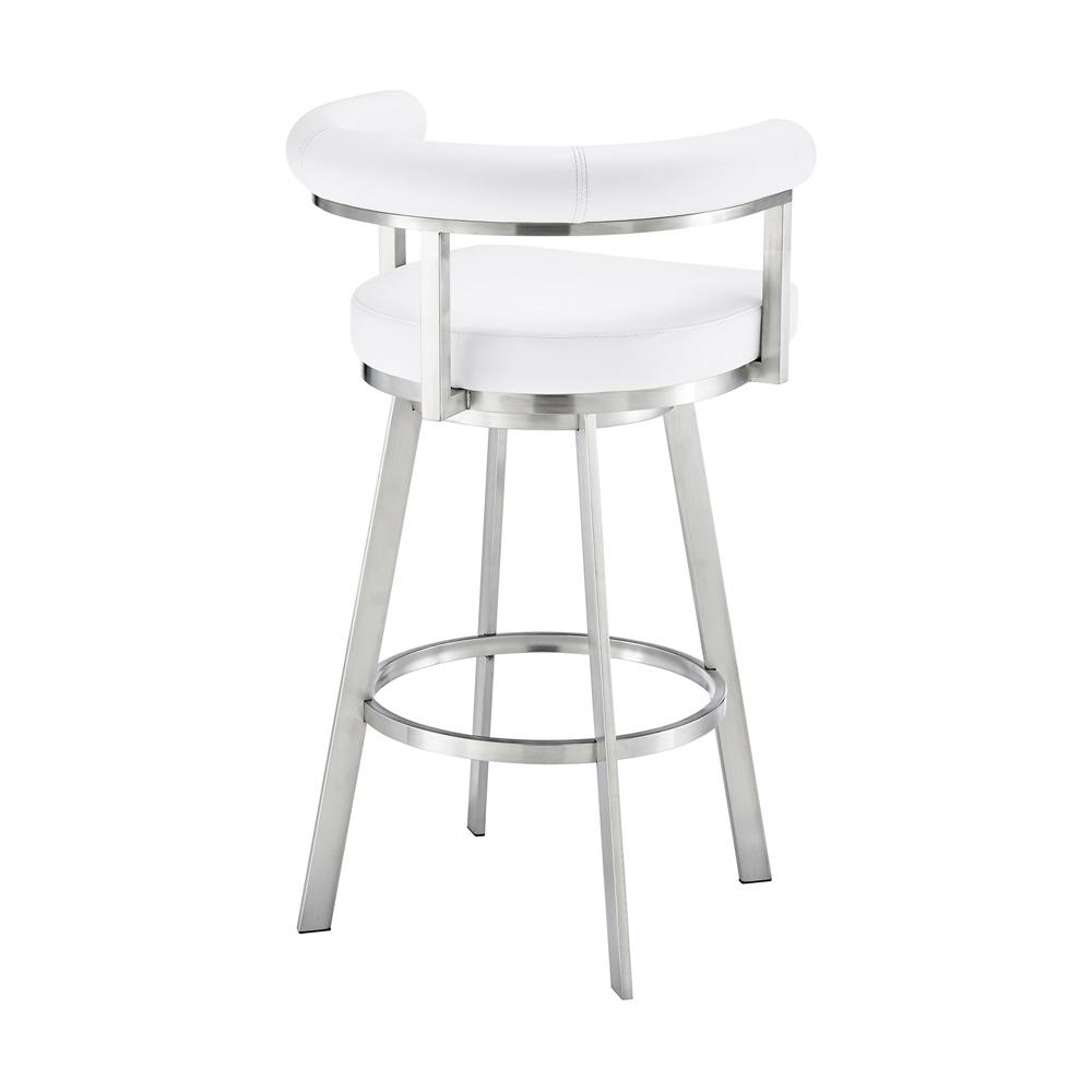 Armen Living - Magnolia 26in Swivel Counter Stool in Brushed Stainless Steel with White Faux Leather - LCMGBABSWHI26 veiw 4