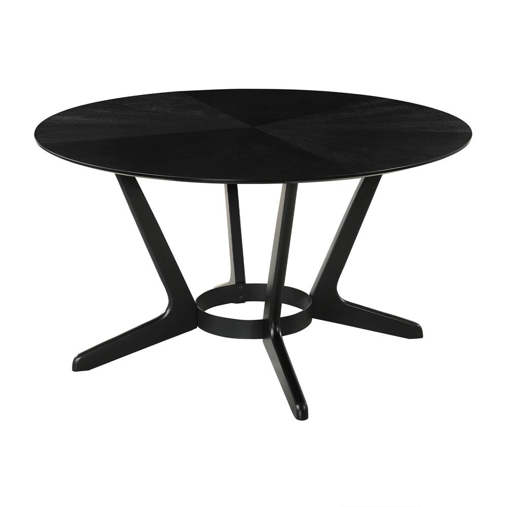 Armen Living - Santana 5 Piece Round Black Wood Dining Table Set with Charcoal Fabric - SETSABLK5CH veiw 4