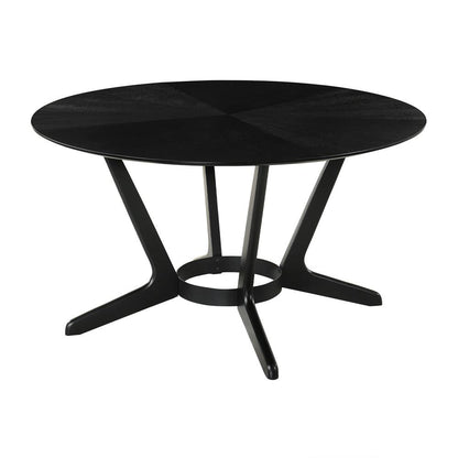Armen Living - Santana 5 Piece Round Black Wood Dining Table Set with Charcoal Fabric - SETSABLK5CH veiw 4