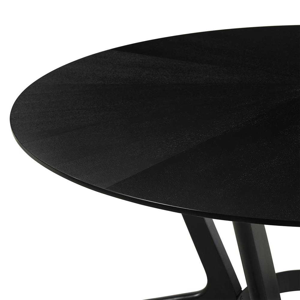Armen Living - Santana 5 Piece Round Black Wood Dining Table Set with Charcoal Fabric - SETSABLK5CH veiw 6