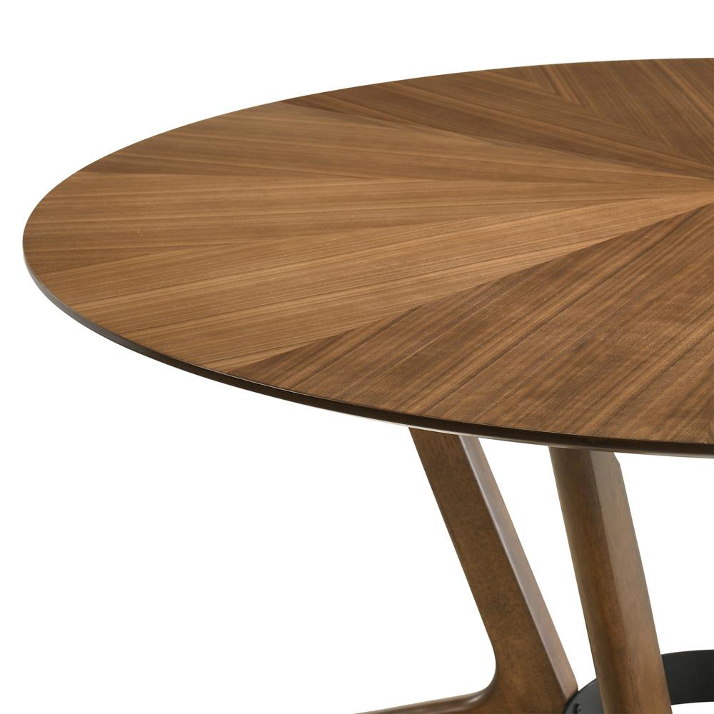 Armen Living - Santana 5 Piece Round Walnut Wood Dining Table Set with Charcoal Fabric - SETSAWA5CH veiw 6