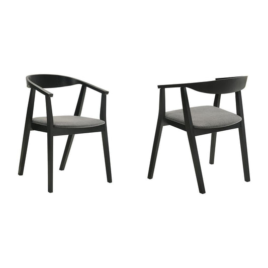 Armen Living - Santana Wood Dining Chair in Black Finish with Charcoal Fabric - (Set of 2) - LCSACHBLKCH veiw 1