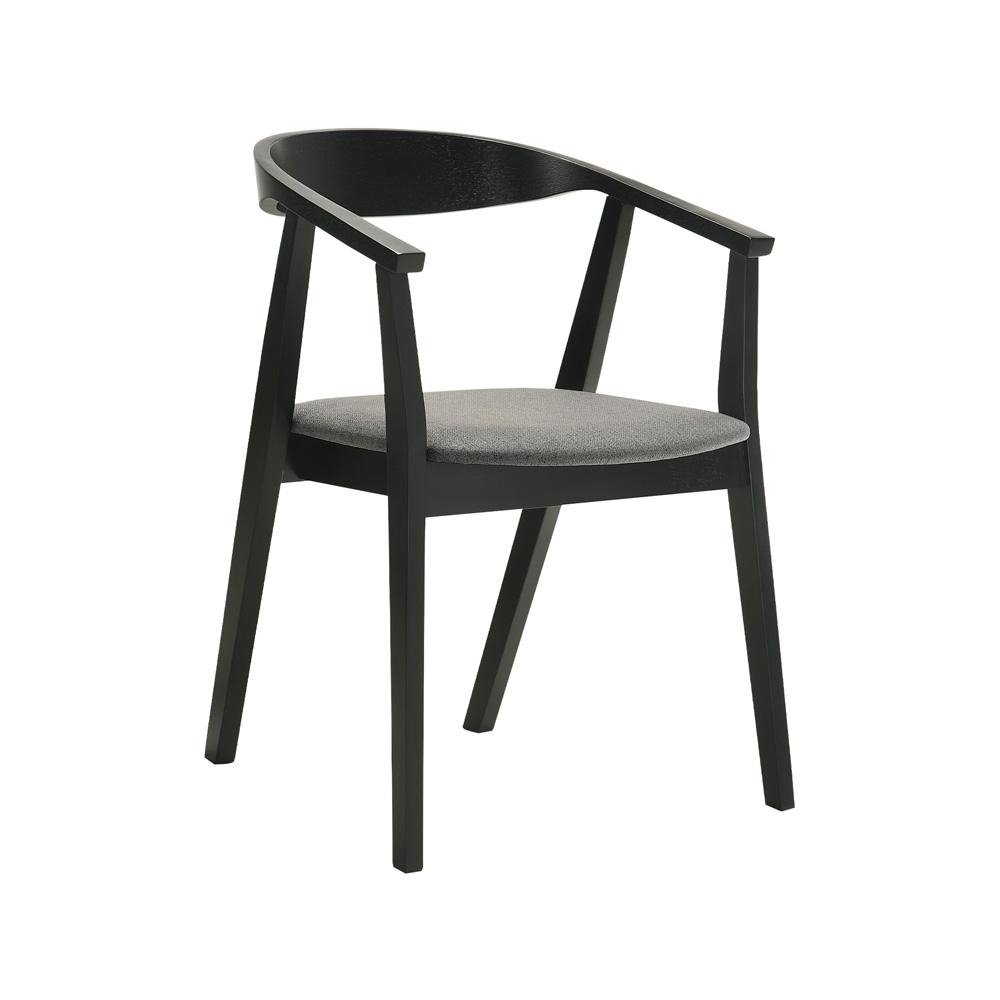 Armen Living - Santana Wood Dining Chair in Black Finish with Charcoal Fabric - (Set of 2) - LCSACHBLKCH veiw 2