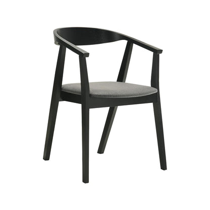 Armen Living - Santana Wood Dining Chair in Black Finish with Charcoal Fabric - (Set of 2) - LCSACHBLKCH veiw 2