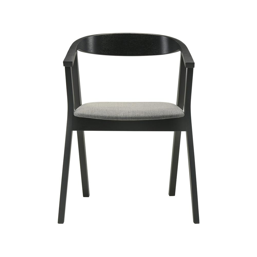 Armen Living - Santana Wood Dining Chair in Black Finish with Charcoal Fabric - (Set of 2) - LCSACHBLKCH veiw 3