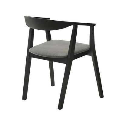 Armen Living - Santana Wood Dining Chair in Black Finish with Charcoal Fabric - (Set of 2) - LCSACHBLKCH veiw 4