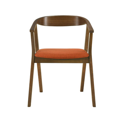 Armen Living - Santana Wood Dining Chair in Walnut Finish with Orange Fabric - (Set of 2) - LCSACHWAOR veiw 3