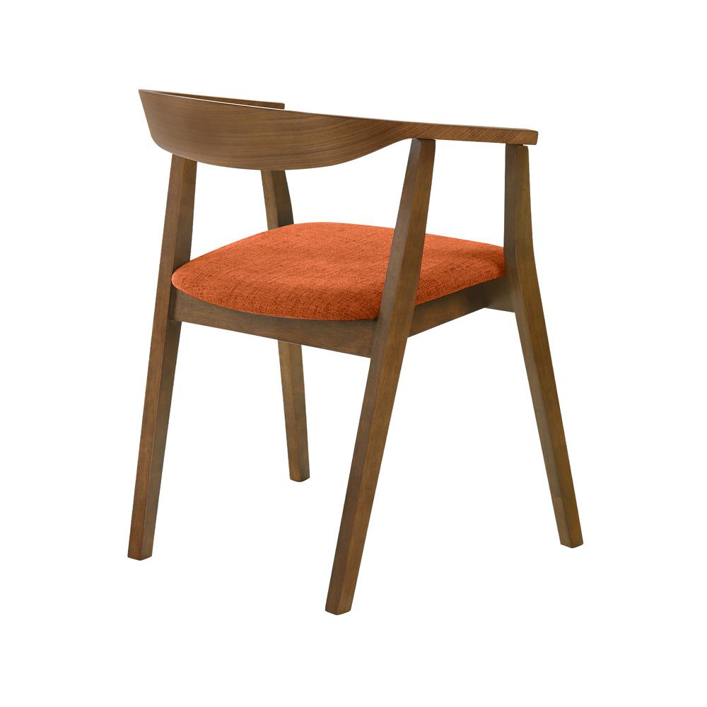 Armen Living - Santana Wood Dining Chair in Walnut Finish with Orange Fabric - (Set of 2) - LCSACHWAOR veiw 4