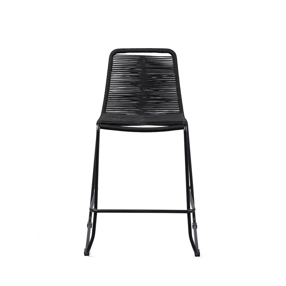 Armen Living - Shasta 30in Outdoor Metal and Black Rope Stackable Barstool - (Set of 2) - LCSTBABLBLK30 veiw 2
