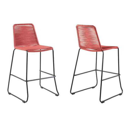 Armen Living - Shasta 30in Outdoor Metal and Brick Red Rope Stackable Barstool - (Set of 2) - LCSTBABLBRK30 veiw 1