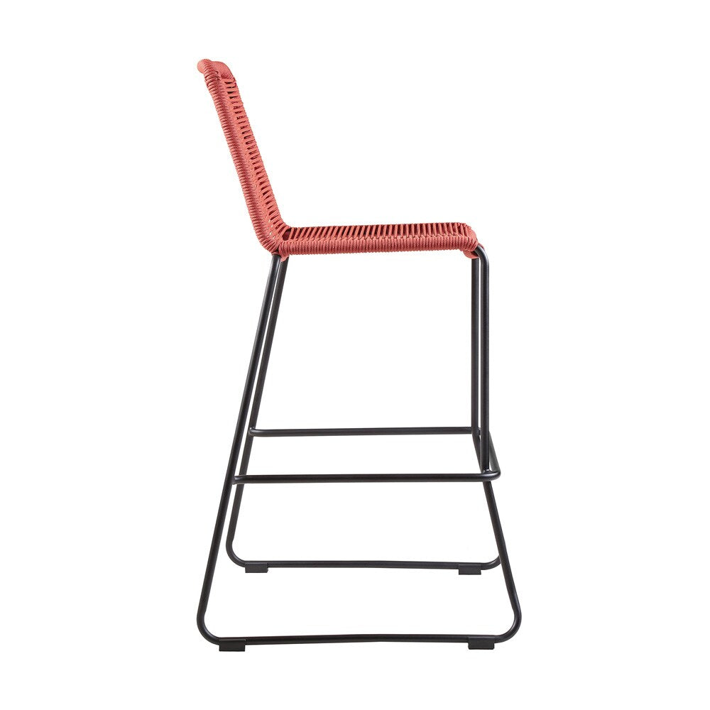 Armen Living - Shasta 30in Outdoor Metal and Brick Red Rope Stackable Barstool - (Set of 2) - LCSTBABLBRK30 veiw 3